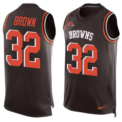 Nike Browns #32 Jim Brown Brown Team Color Men's Stitched NFL Limited Tank Top Jersey - Click Image to Close